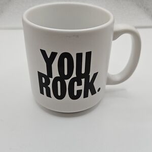 "You Rock" Mini White Ceramic Espresso Mug with Black Text